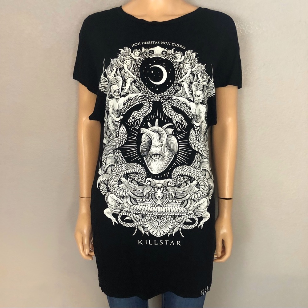 KillStar Demonic Heart Print T-shirt Tunic Gothic